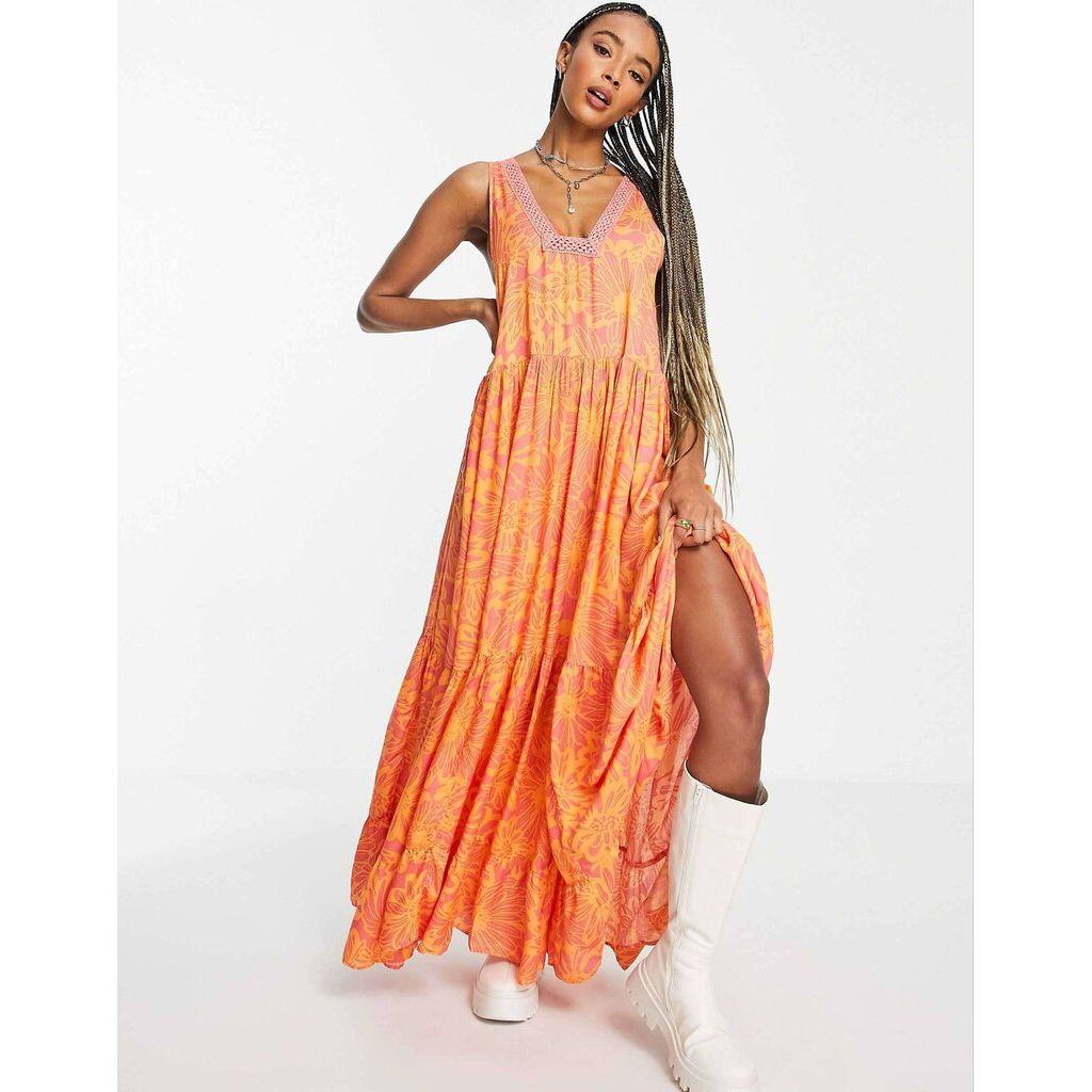 Free People Tiers For You Printed Maxi Dress in Hazy Combo - Size XS