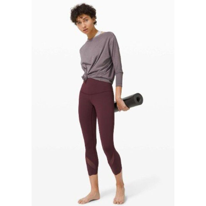 Lululemon Wunder Under Crop High-Rise *Roll Down Scallop Full-On Luxtreme 23" in Cassis - Size 10/12