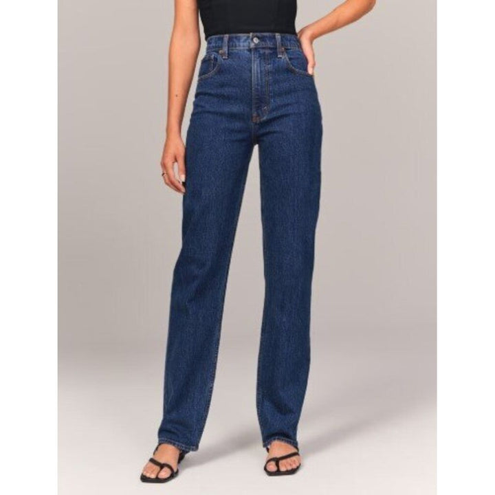 Abercrombie & Fitch The '90s Straight Ultra High Rise Curve Love Jeans in Dark - Size 32 Short