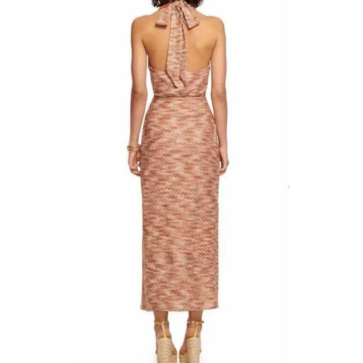 Ramy Brook NWT Henrietta Chevron Stripe Halter Midi Dress - Size 2