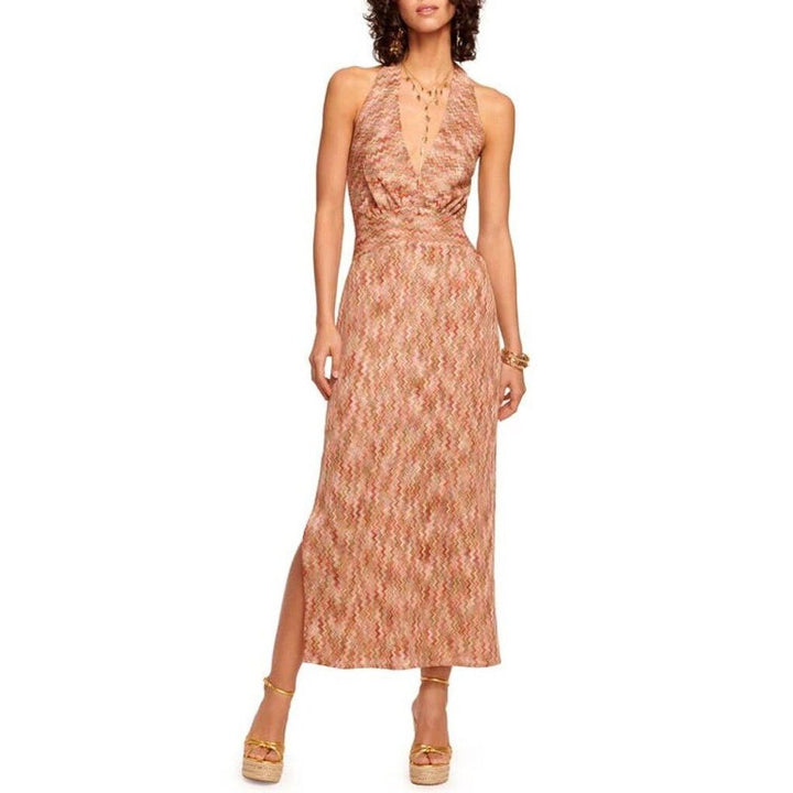 Ramy Brook NWT Henrietta Chevron Stripe Halter Midi Dress - Size 2
