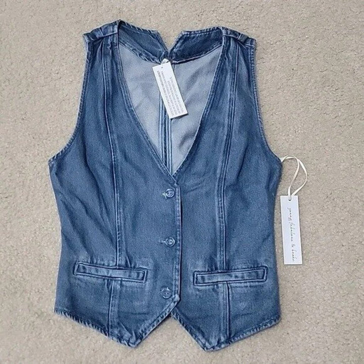Young Fabulous Broke Veda Denim Vest NWT - Size Small