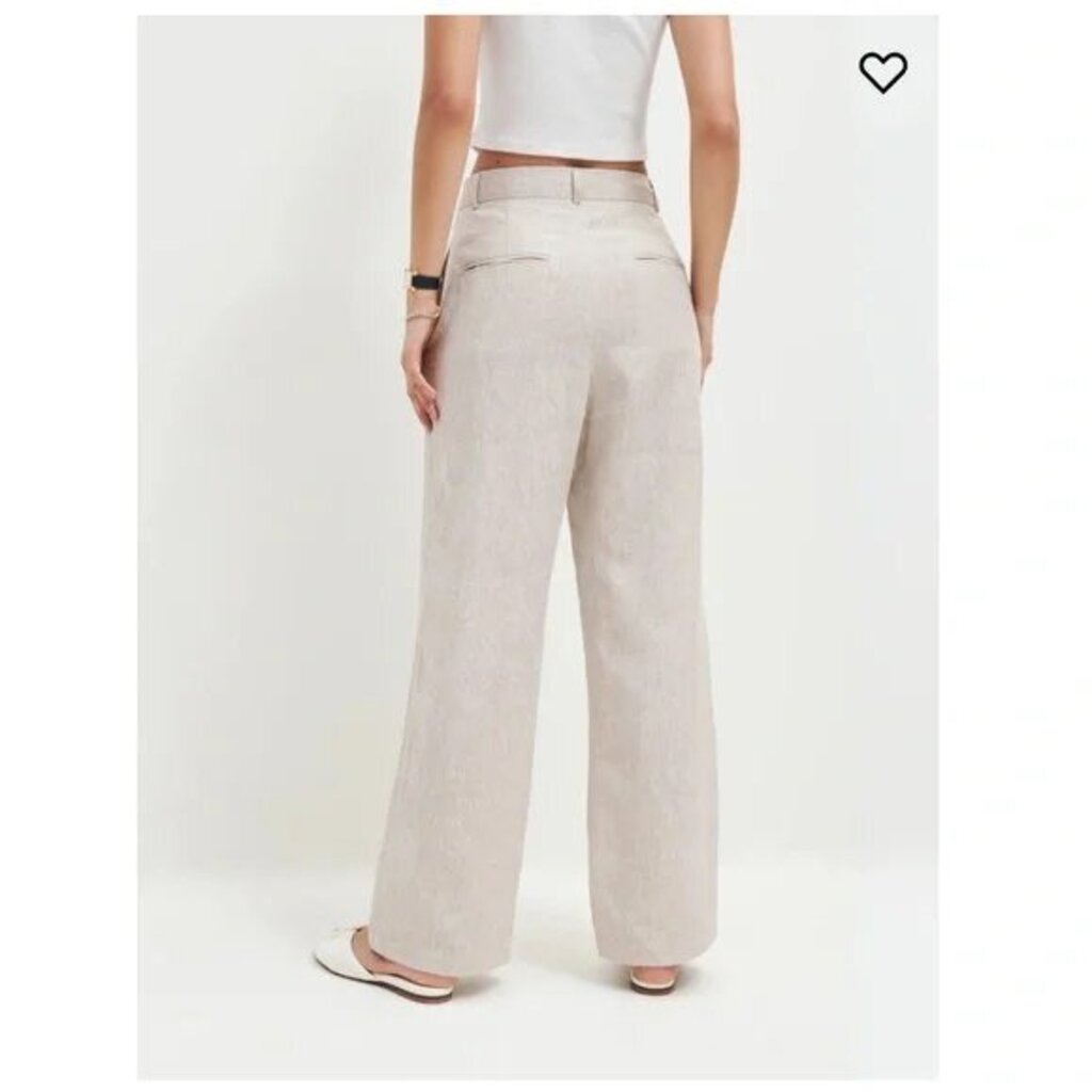Reformation Mason Cropped Linen Pant in Oatmeal - Size 4P