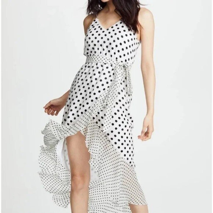 Alice + Olivia Mable Polka Dot Faux-Wrap Dress - Size 4