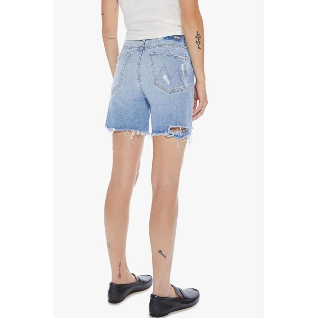 Mother High-Rise Smokin Short Fray in Resting Beach Face - Size 25