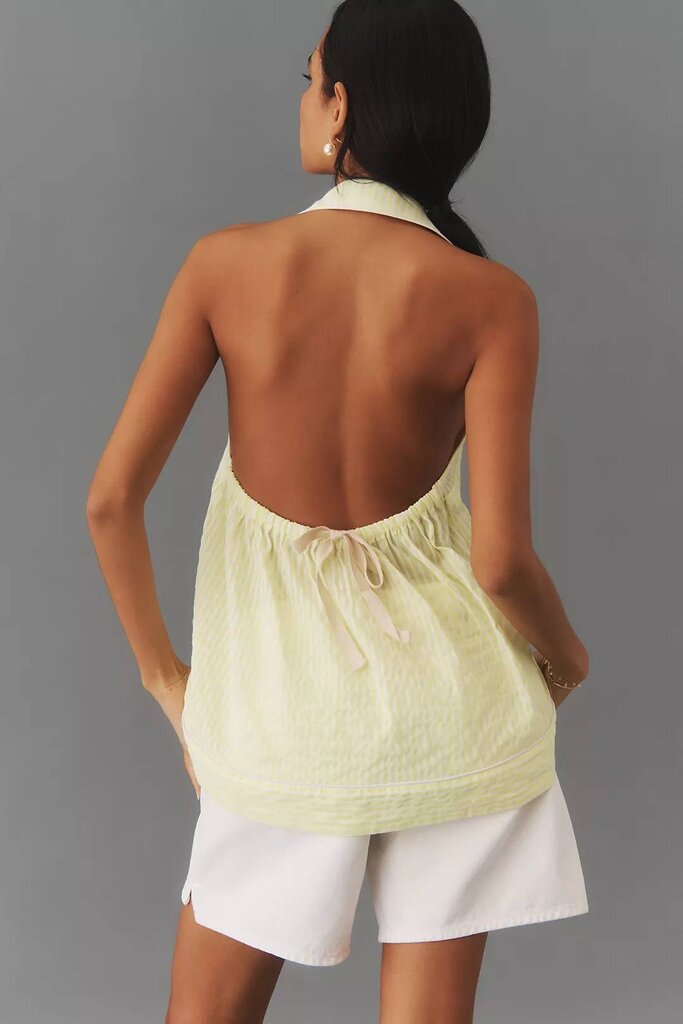 By Anthropologie Button-Front Halter Swing Blouse - Size Small