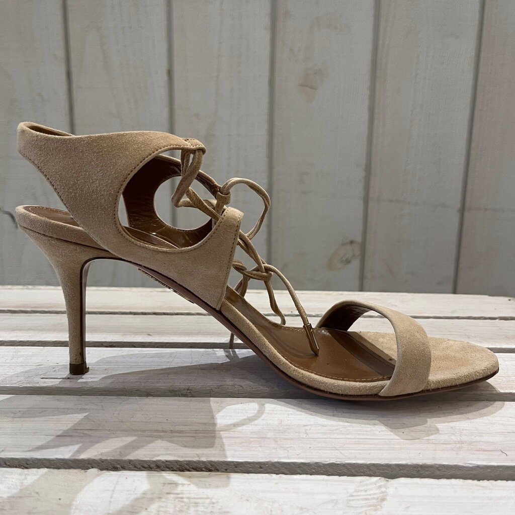 Aquazzura Firenze Suede Lace Up Heels - Size 40