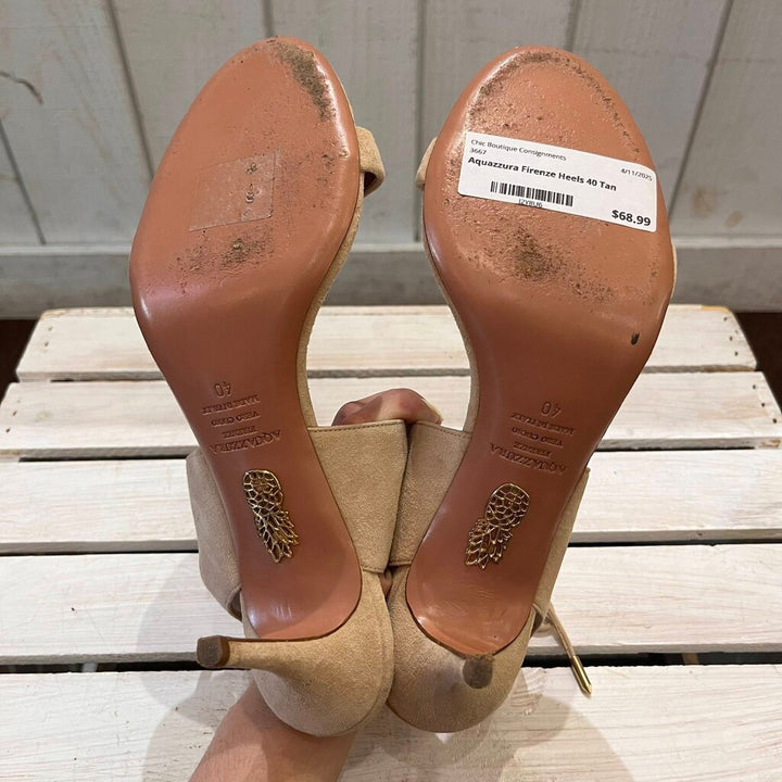 Aquazzura Firenze Suede Lace Up Heels - Size 40