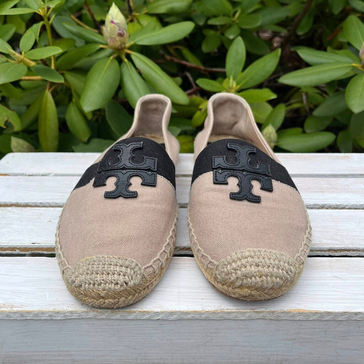 Tory Burch Canvas Logo Espradrilles - Size 8.5