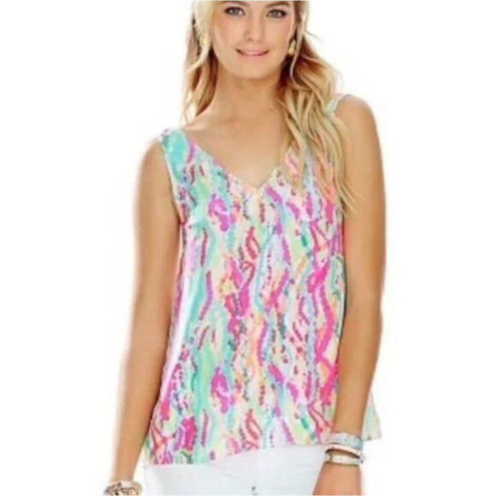 Lilly Pulitzer Silk Cipriani Tank Top In Dripping In Jewels - XS
