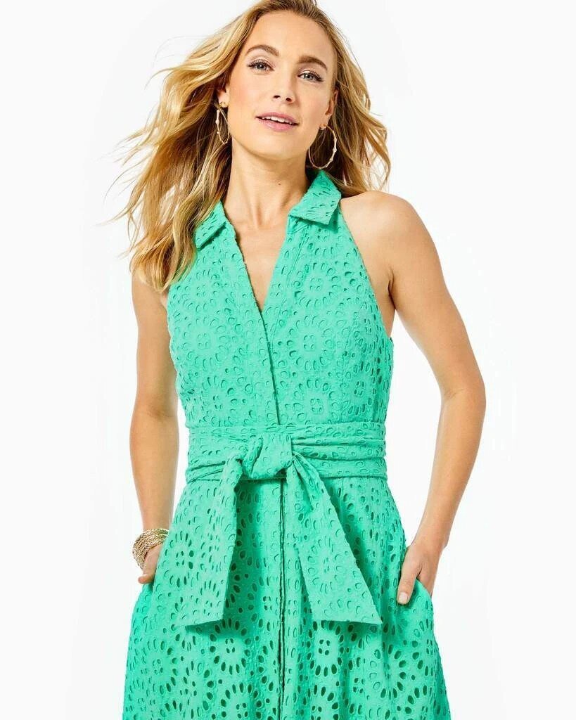 Lilly Pulitzer Chrisella Midi Shirtdress in Gustavia Green Beach Paradise - Size 4