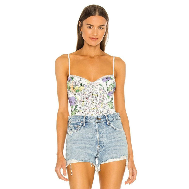 AFRM NWT Liam Bodysuit in Vintage Floral & Blanc Ditsy - Size Small