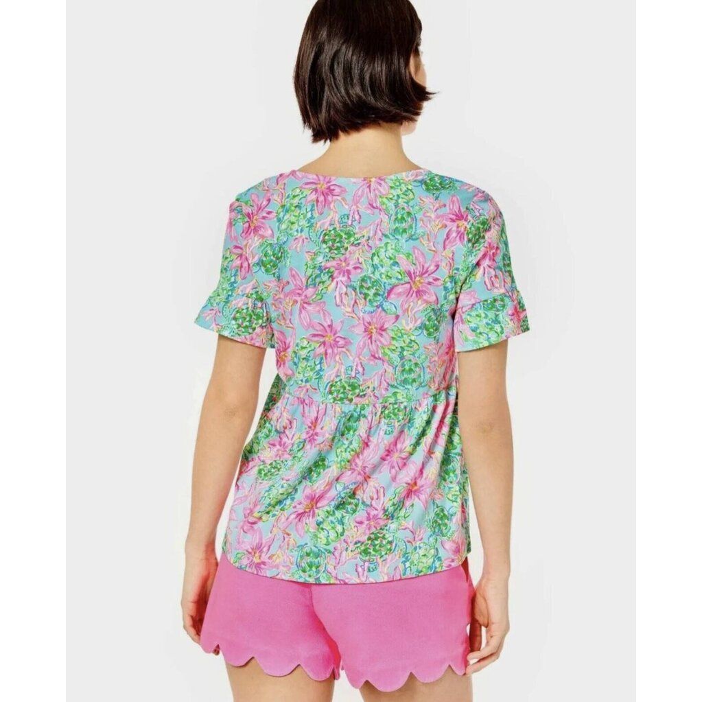 Lilly Pulitzer Jodee Top in Surf Blue So Shellegant - Size Medium