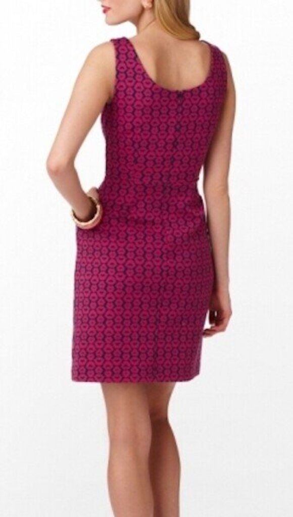 Lilly Pulitzer Evie Navy Don't Give Me Lip Kiss Ponte Jacquard Sheath Dress NWT - Size Small