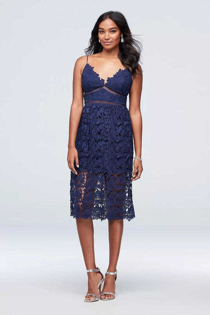 Bardot Floral Lace Midi A-Line Cutout Dress