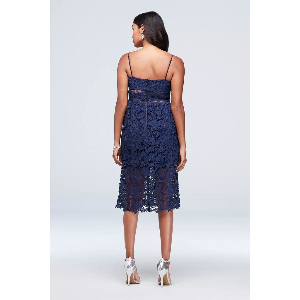 Bardot Floral Lace Midi A-Line Cutout Dress - Size 12