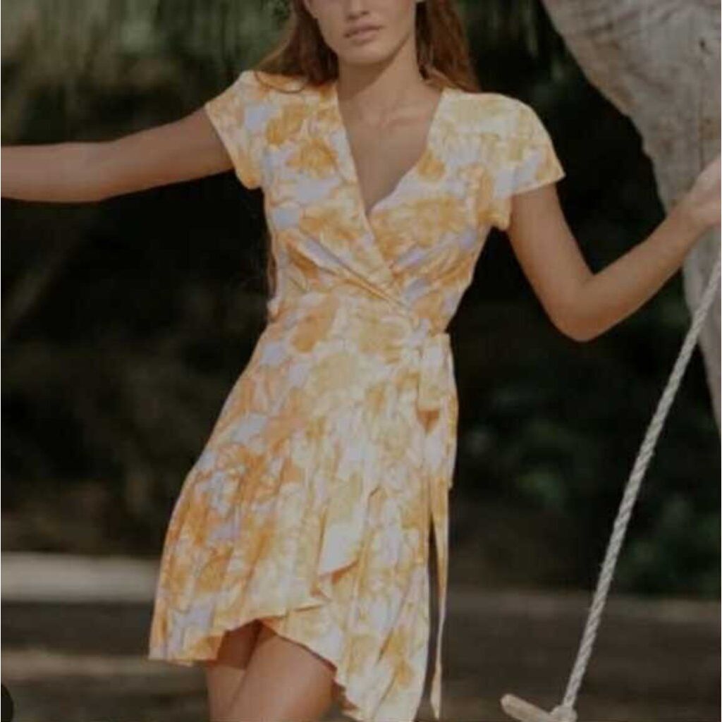 XIX Palms NWT Sorrento Wrap Gold Coast Dress - Size Medium XIX Palms NWT Sorrento Wrap Gold Coast Dress - Size Medium