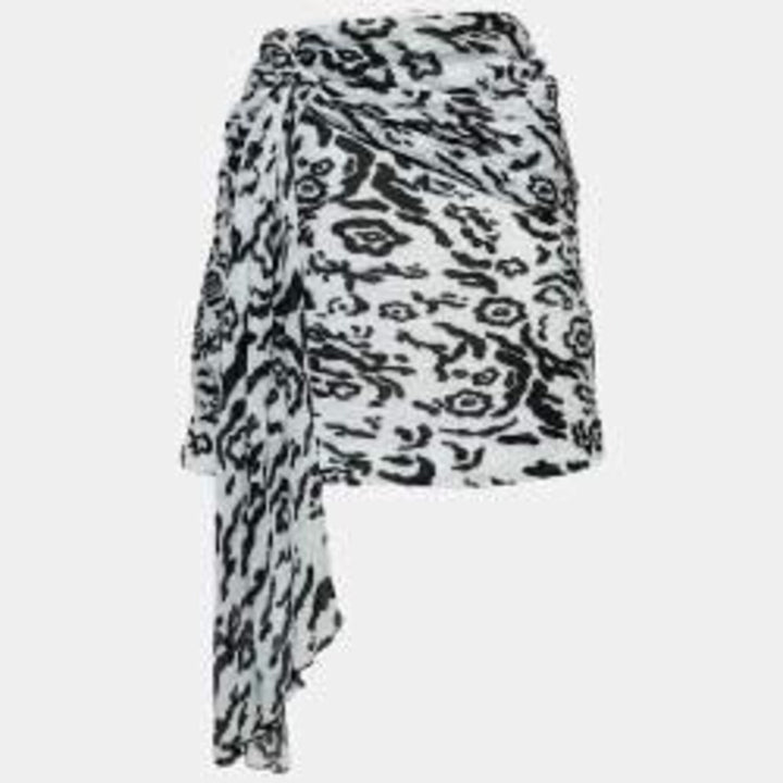 NWT Self Portrait Black/White Leopard Print Plisse Draped Mini Skirt - Size 6