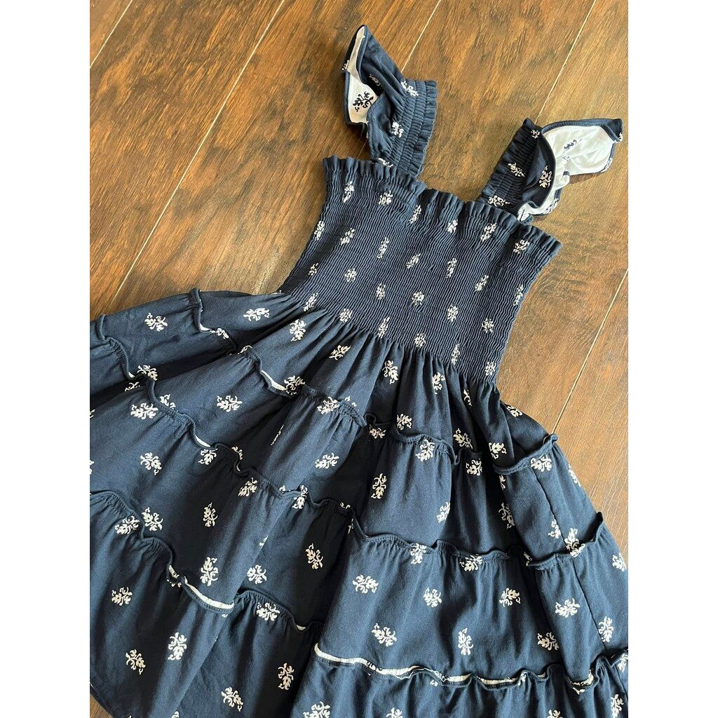 Hill House The Tiny Ellie Nap Dress in Navy Autumn Paisley - 5/6Y