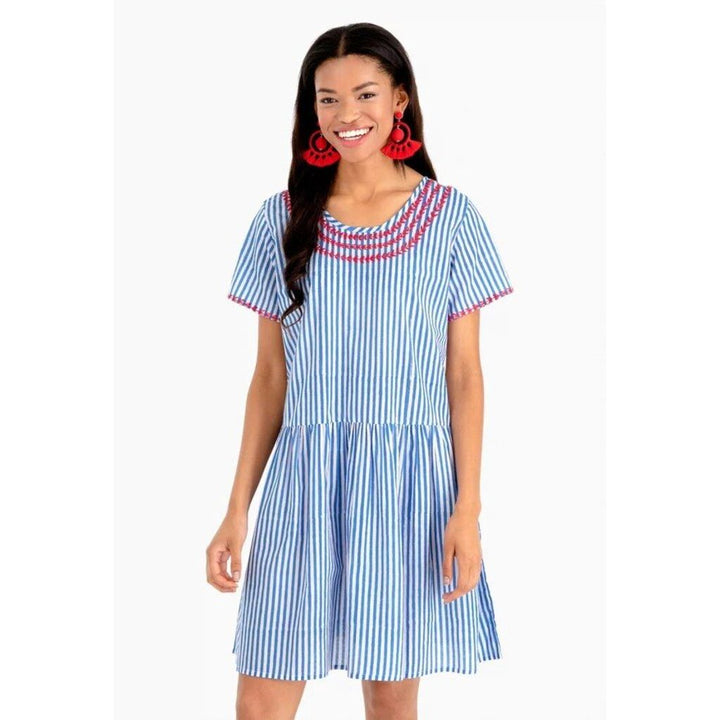 Tuckernuck Pink City Print Embroidered Tiered Dress - Size XS