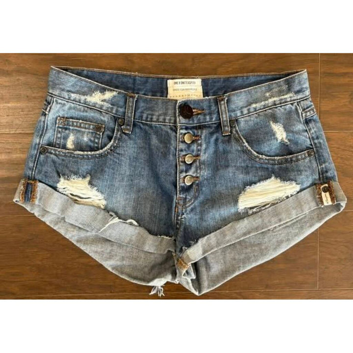 One Teaspoon X Free People Denim Distressed Shorts - Size 28