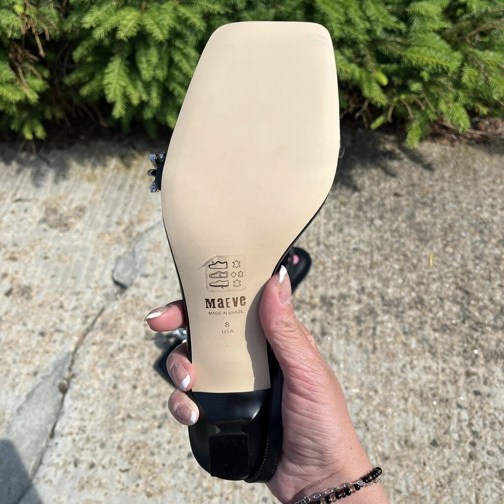 Maeve Gem Floral Leather Kitten Heels - Size 8