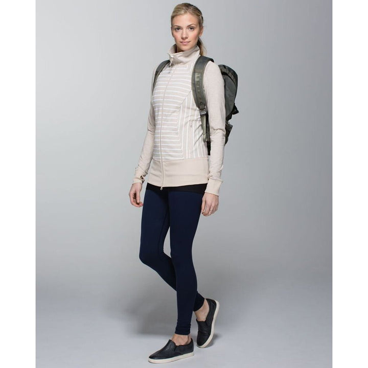 Lululemon Nice Asana Jacket in Deauville Stripe Heathered Cashew White / Heathered Cashew - Size 8