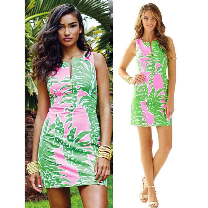Lilly Pulitzer Mila Pink Pout Flamenco Print Shift Zip Front Dress - Size 4