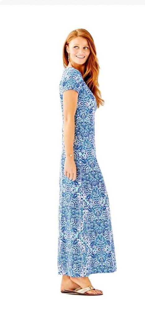 Lilly Pulitzer Wynne Maxi Dress in Call My Shell Phone Beach Blue - Size XS