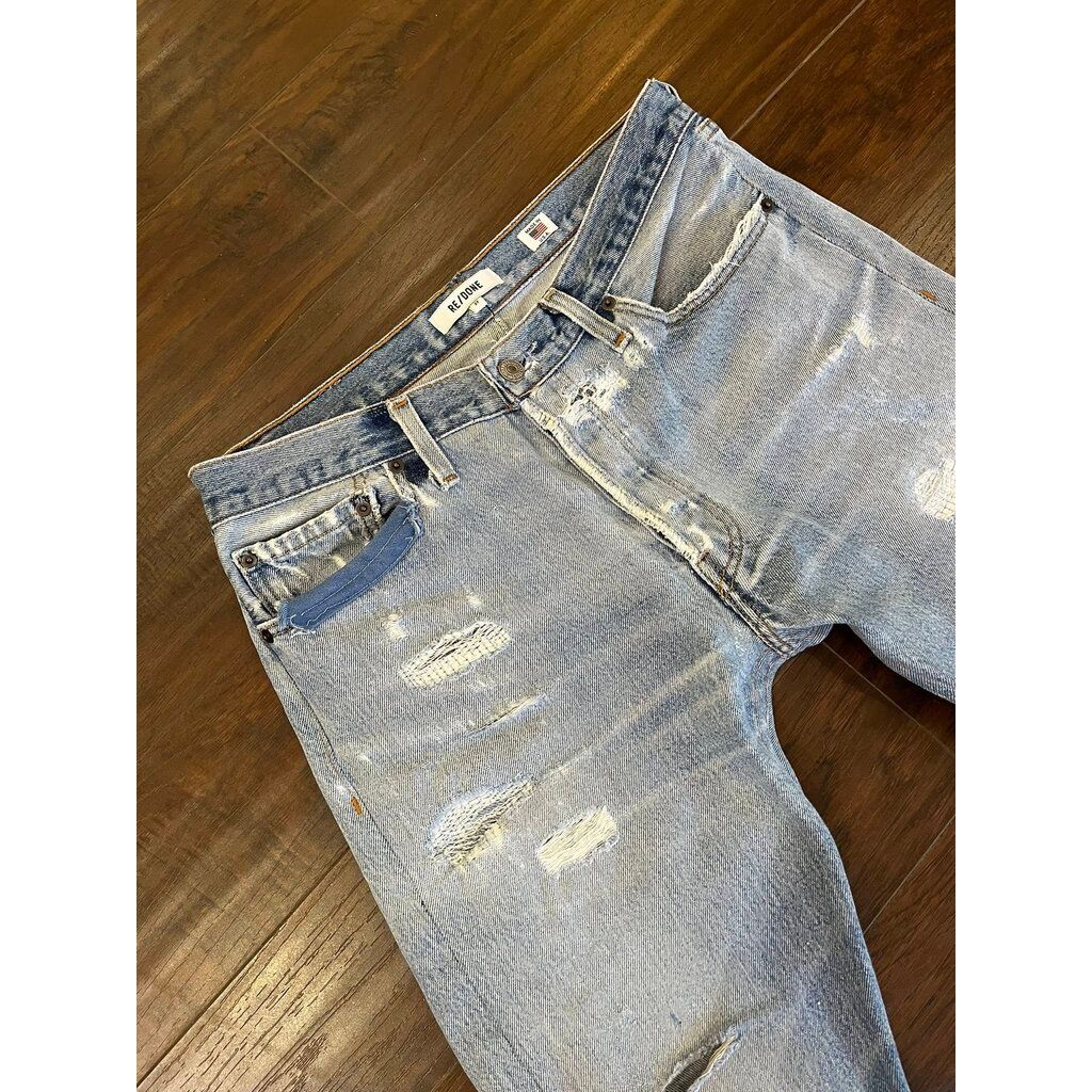 Re/Done X Levi’s Distressed Relaxed Straight Jeans - Size 27