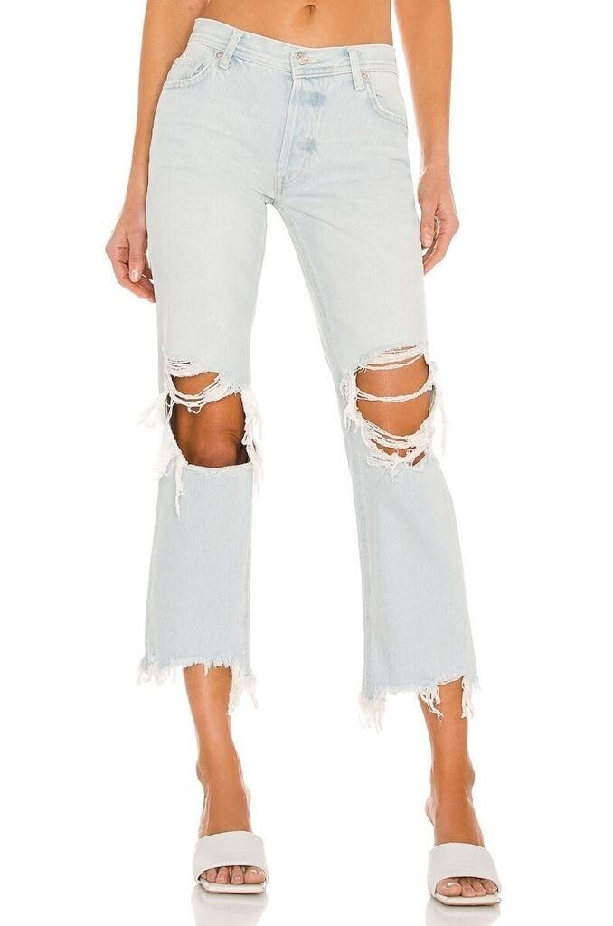 Free People The Maggie Distressed Crop Jeans - Size 26