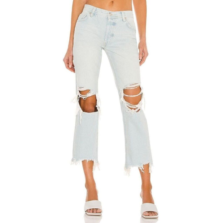 Free People The Maggie Distressed Crop Jeans - Size 26