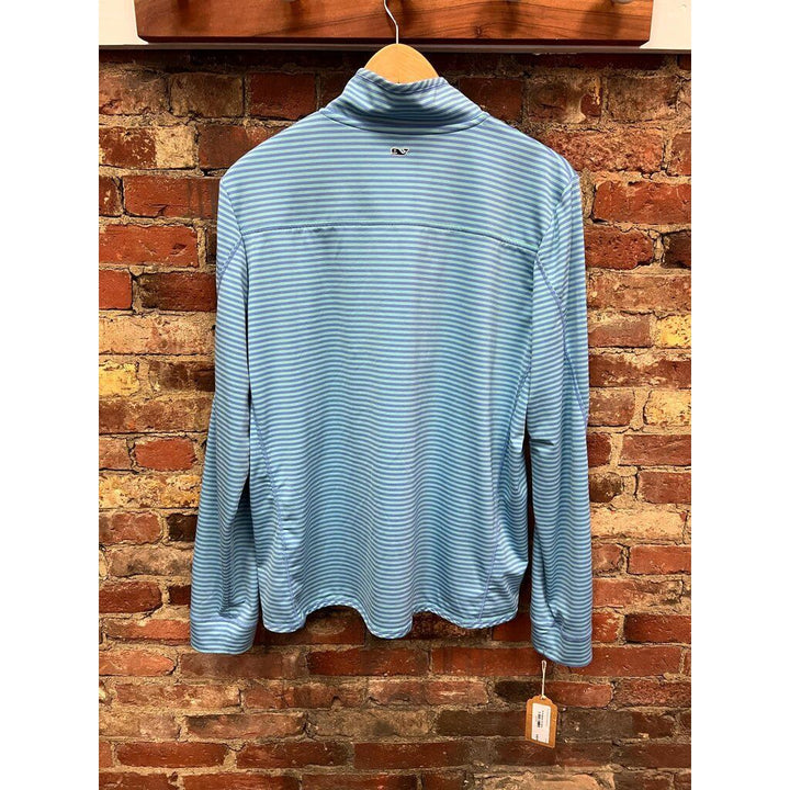 Vineyard Vines Striped Logo Quarter Zip Pullover - Size XL