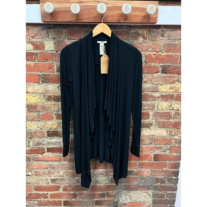 White Warren Black Rayon Open Knit Cardigan - Size XS