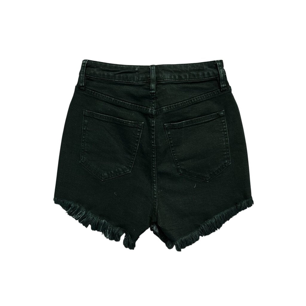 Free People Black Fringed Denim Shorts - Size 26