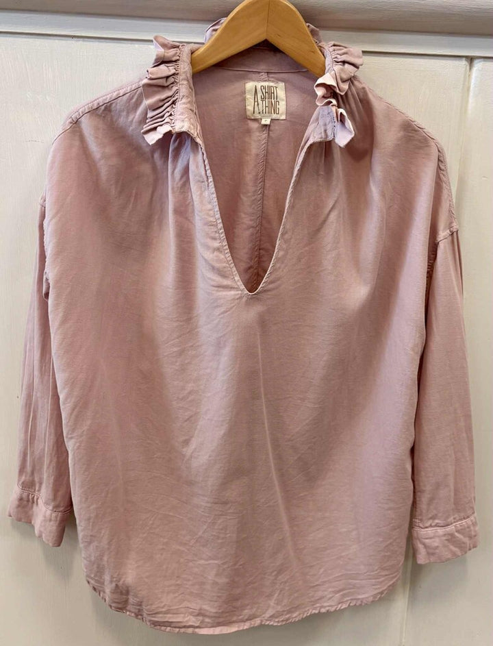 A Shirt Thing Ruffle Neck Blouse - Size Petite