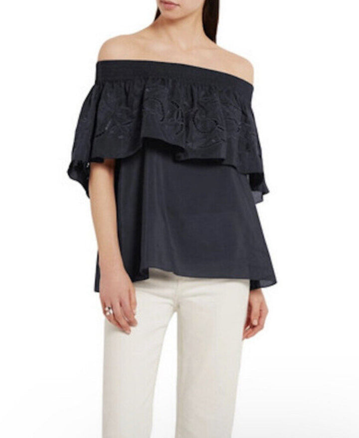 Tibi Carmen Off The Shoulder Eyelet Top - Size Small