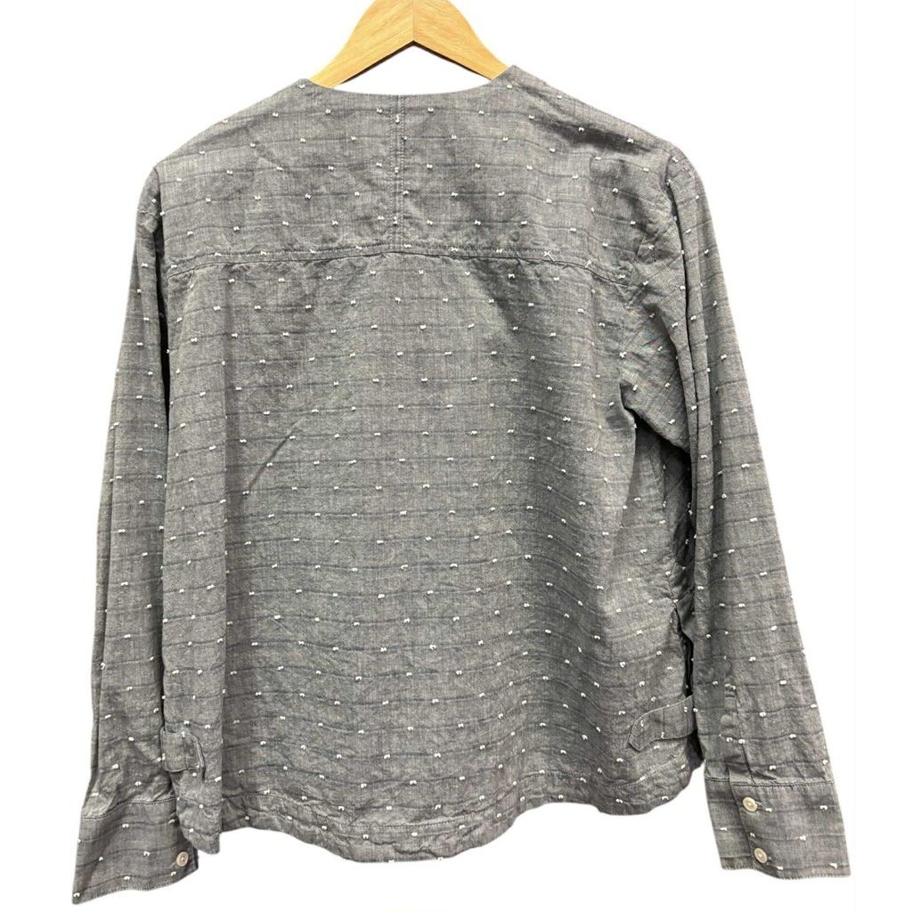 Derek Lam Long Sleeve Ribbed Loose Fit Blouse In Grey - Size Medium