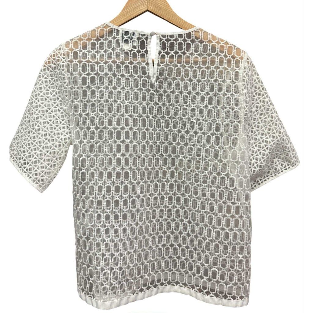 Reiss Women's Top Cubist Sheer Embroidered In White - Size Medium