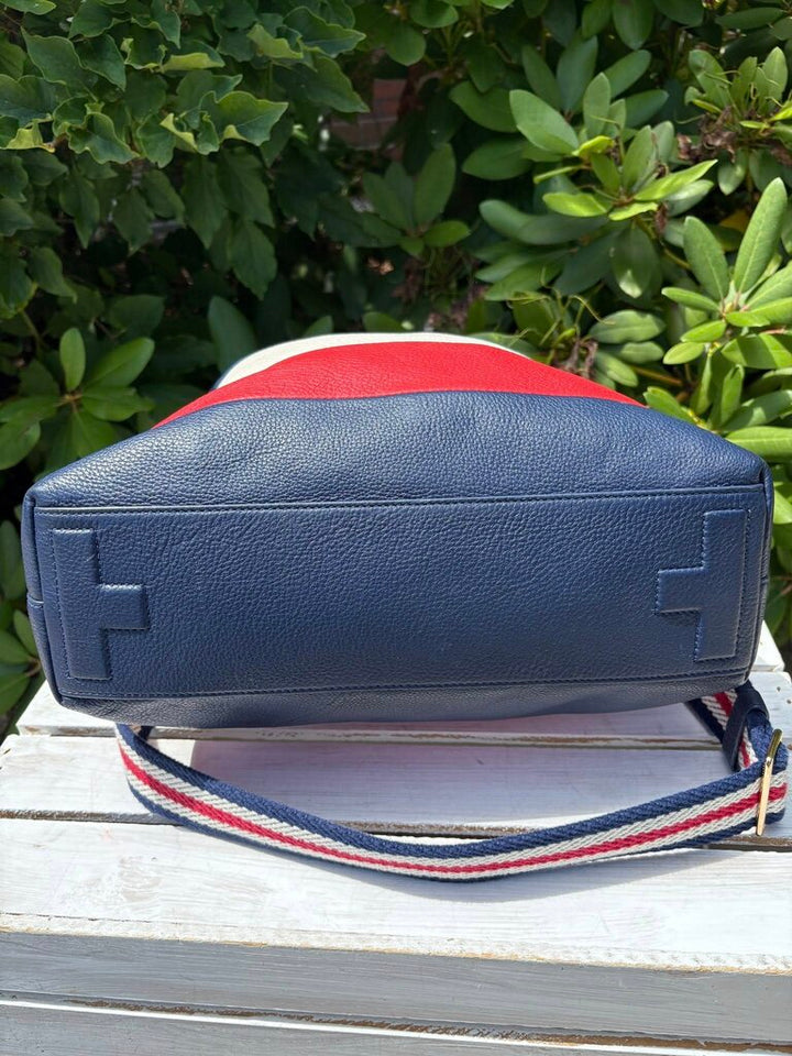 Tory Burch Duet Stripe Leather Hobo Crossbody