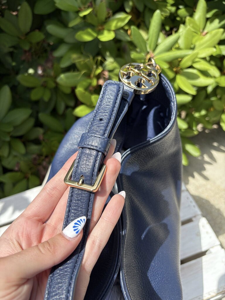 Tory Burch Duet Stripe Leather Hobo Crossbody