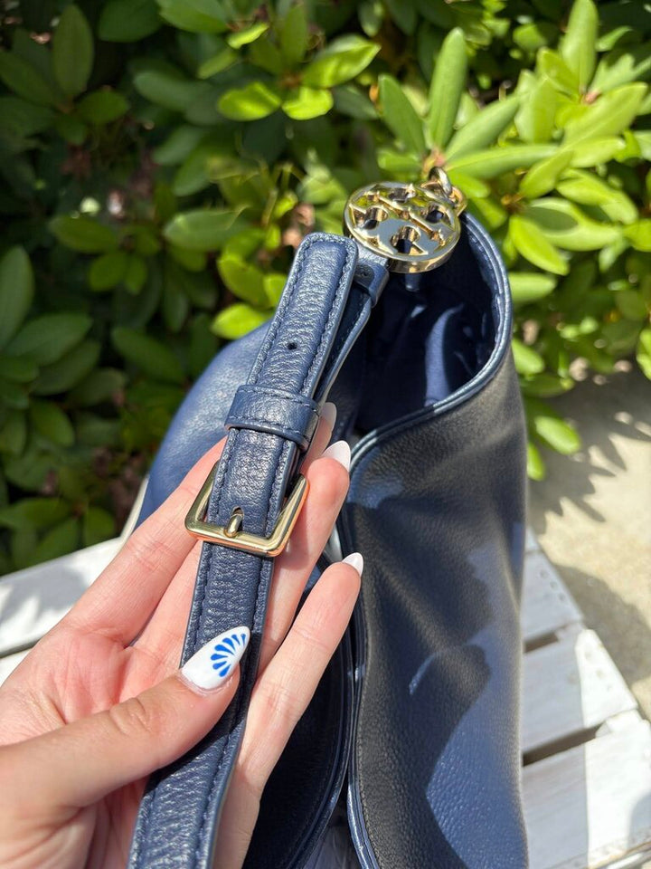 Tory Burch Duet Stripe Leather Hobo Crossbody