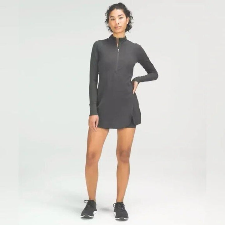 Lululemon Nulux Long Sleeve Tennis Dress in Graphite Gray - Size 8