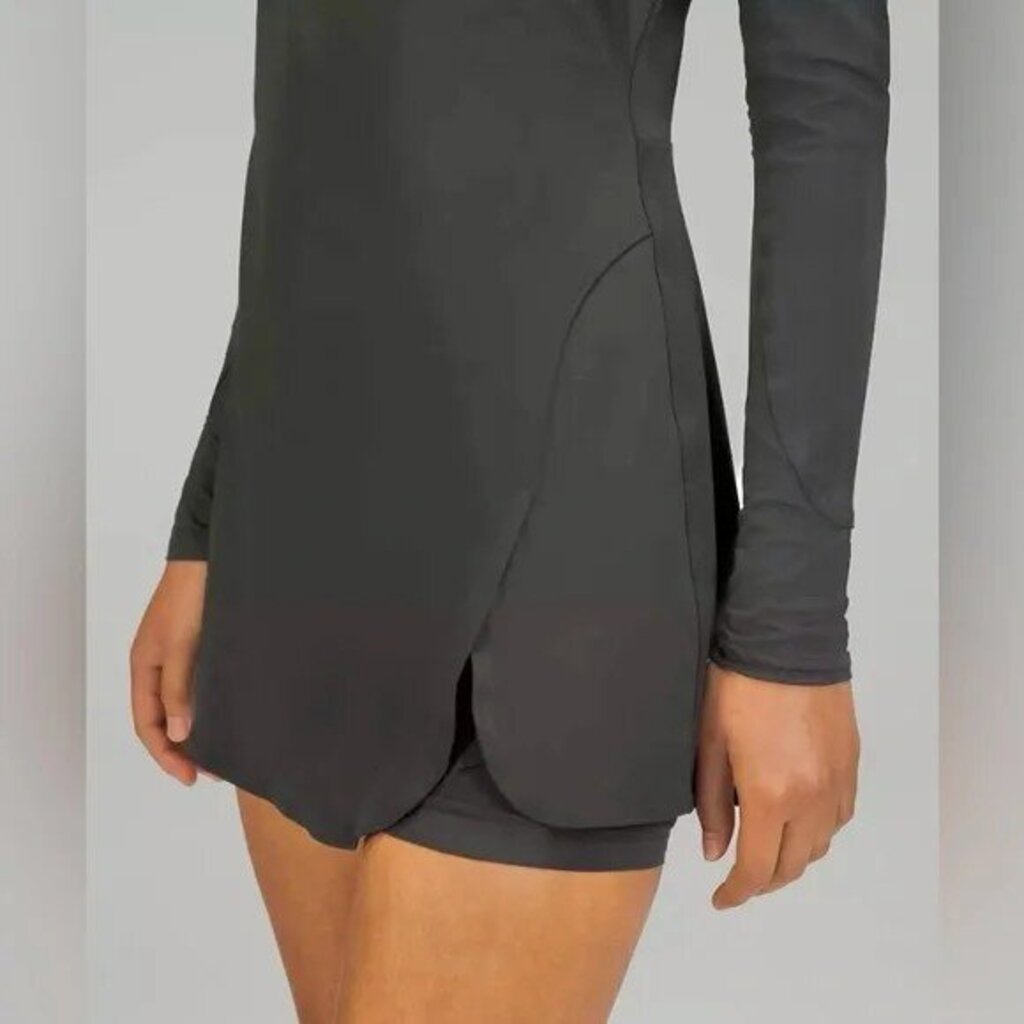 Lululemon Nulux Long Sleeve Tennis Dress in Graphite Gray - Size 8