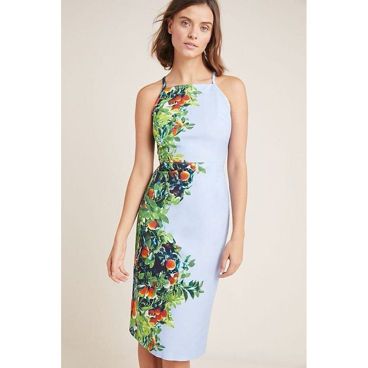 Maeve Orange Bough Midi Dress - Size 6