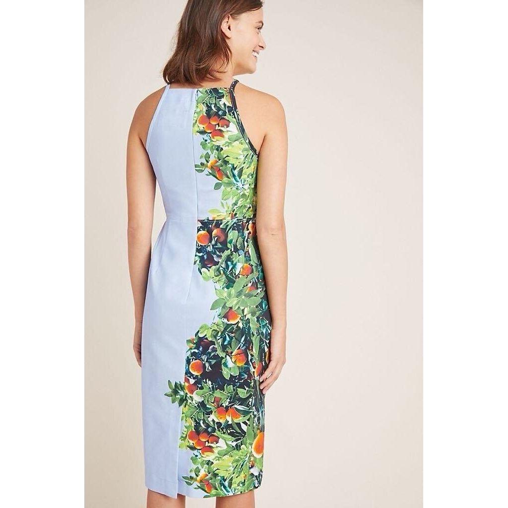 Maeve Orange Bough Midi Dress - Size 6