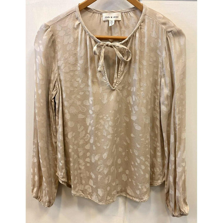 Cloth & Stone Tie-Neck Jacquard Blouse - Size XS