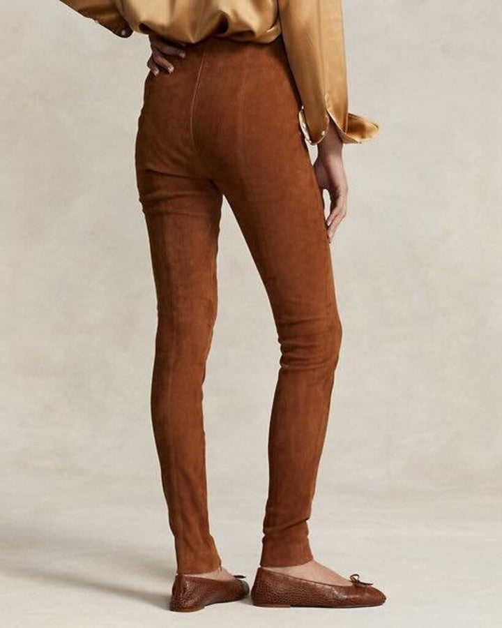Polo Ralph Lauren Lambskin Suede Pants in Cinnamon - Size XS