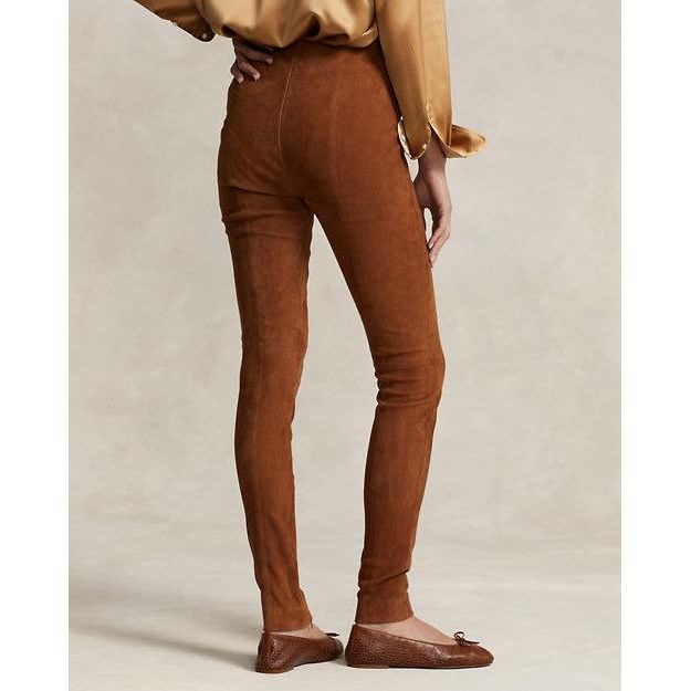 Polo Ralph Lauren Lambskin Suede Pants in Cinnamon - Size XS