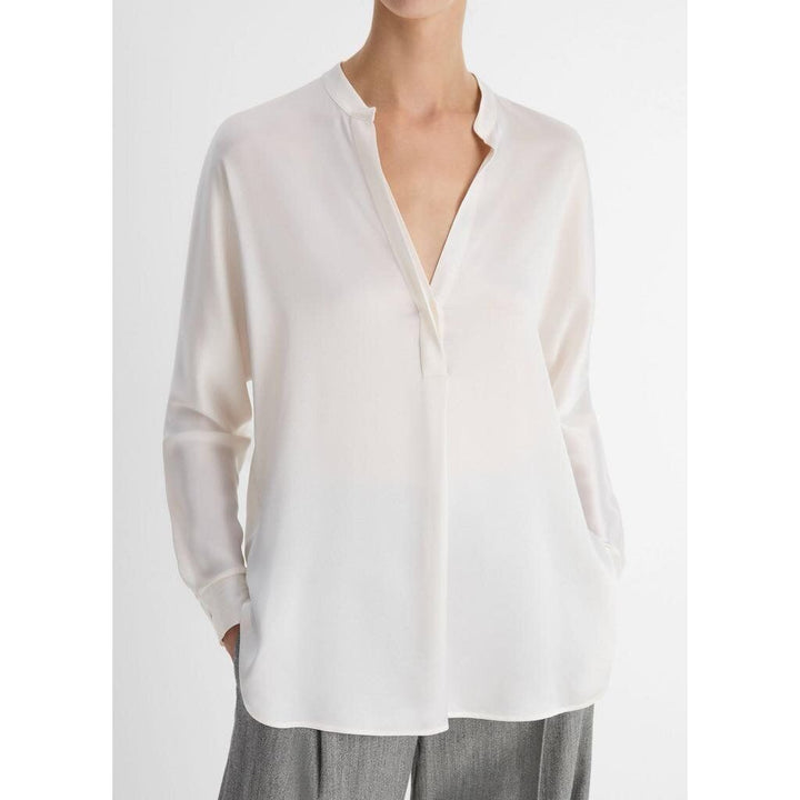 Vince Silk Band Collar Top - Size Medium